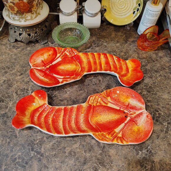 Fitz & Floyd Coastal Critters RETIRED Lobster Dishes Set of Two Nautical Crab - Picture 12 of 12